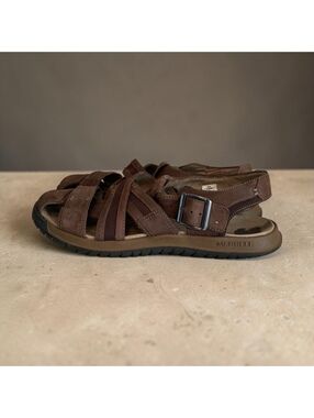 Merrell Men's Traveller Leather Strappy Sandals Espresso Brown J62213 Size 12